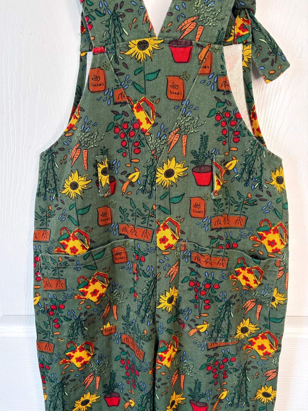 Lucy & Yak Dungarees Overalls Organic Cotton RARE Gardening Seeds Print Size 2 - Picture 7 of 8